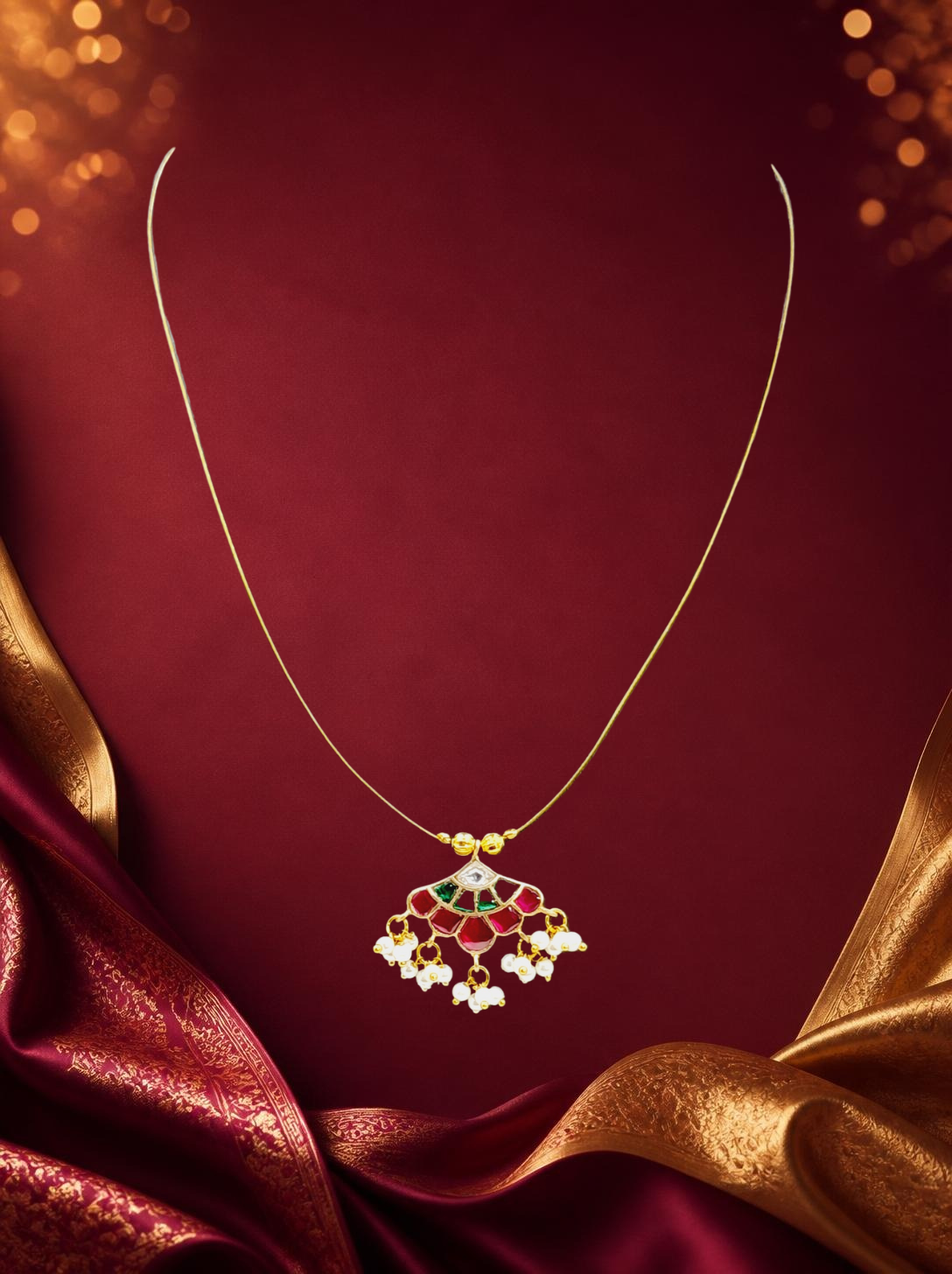 Jadau Invisible Chain – Fan Pendant