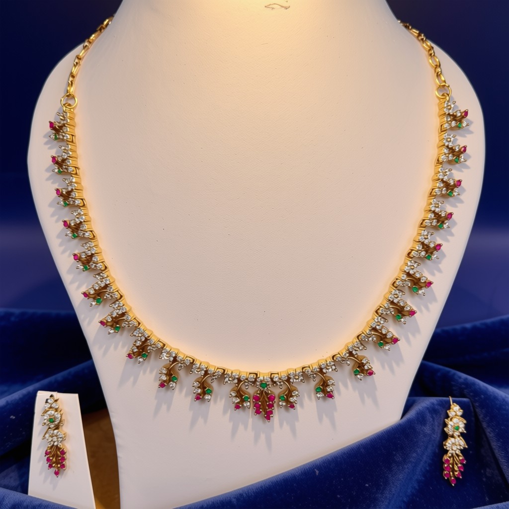 Elegant Floral Stone Necklace Set