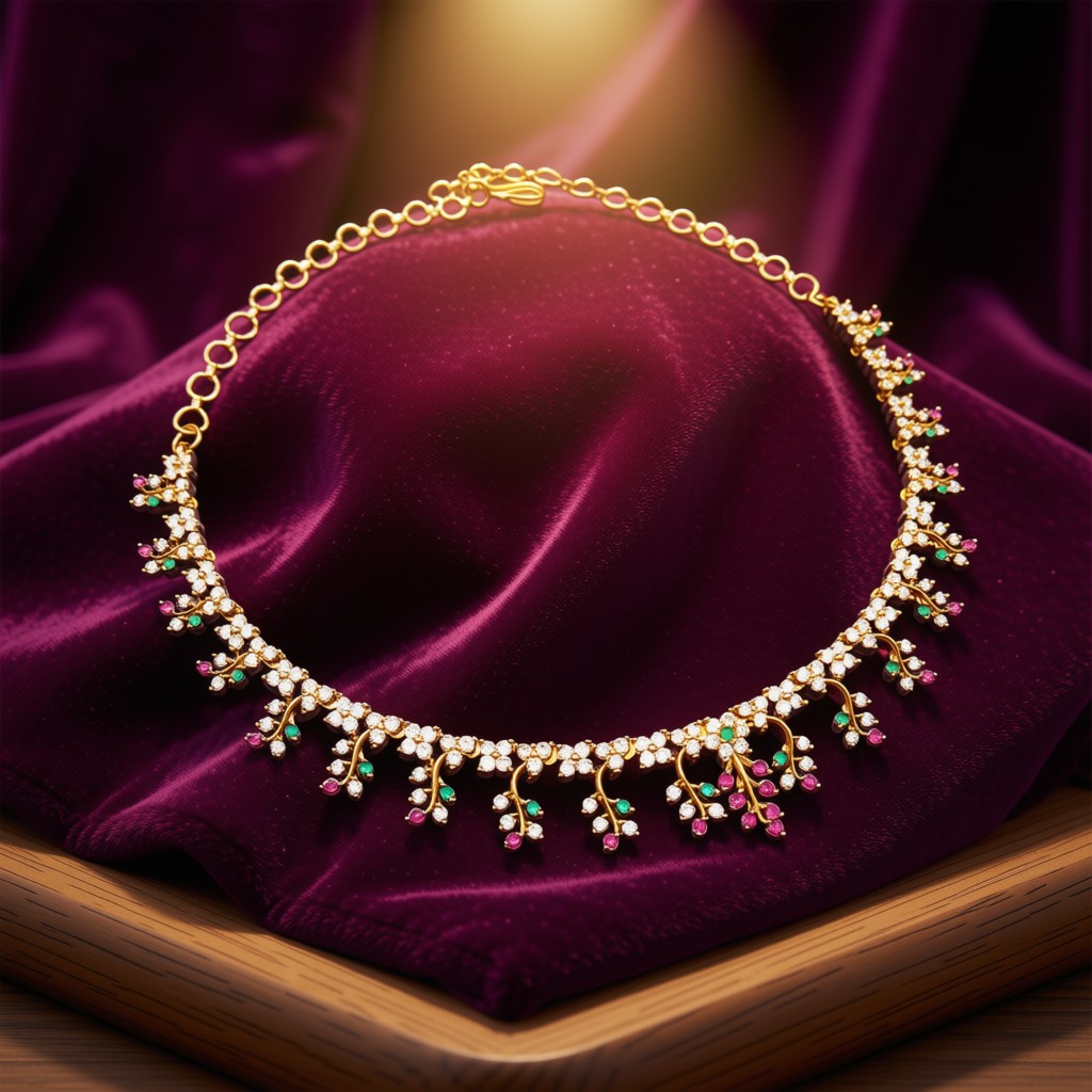 Elegant Floral Stone Necklace Set - view 4