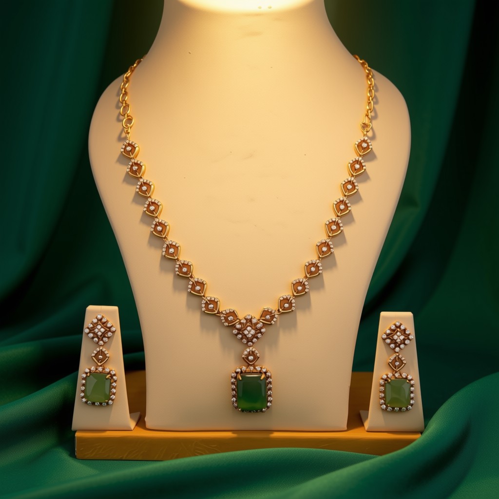 Elegant Mint Green Stone Set