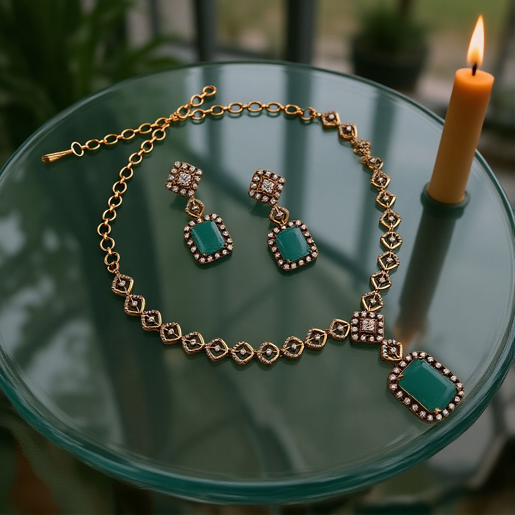  Elegant Mint Green Stone Set - view 3