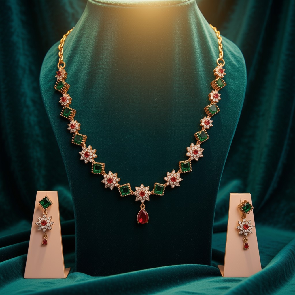 Emerald Blossom Necklace Set