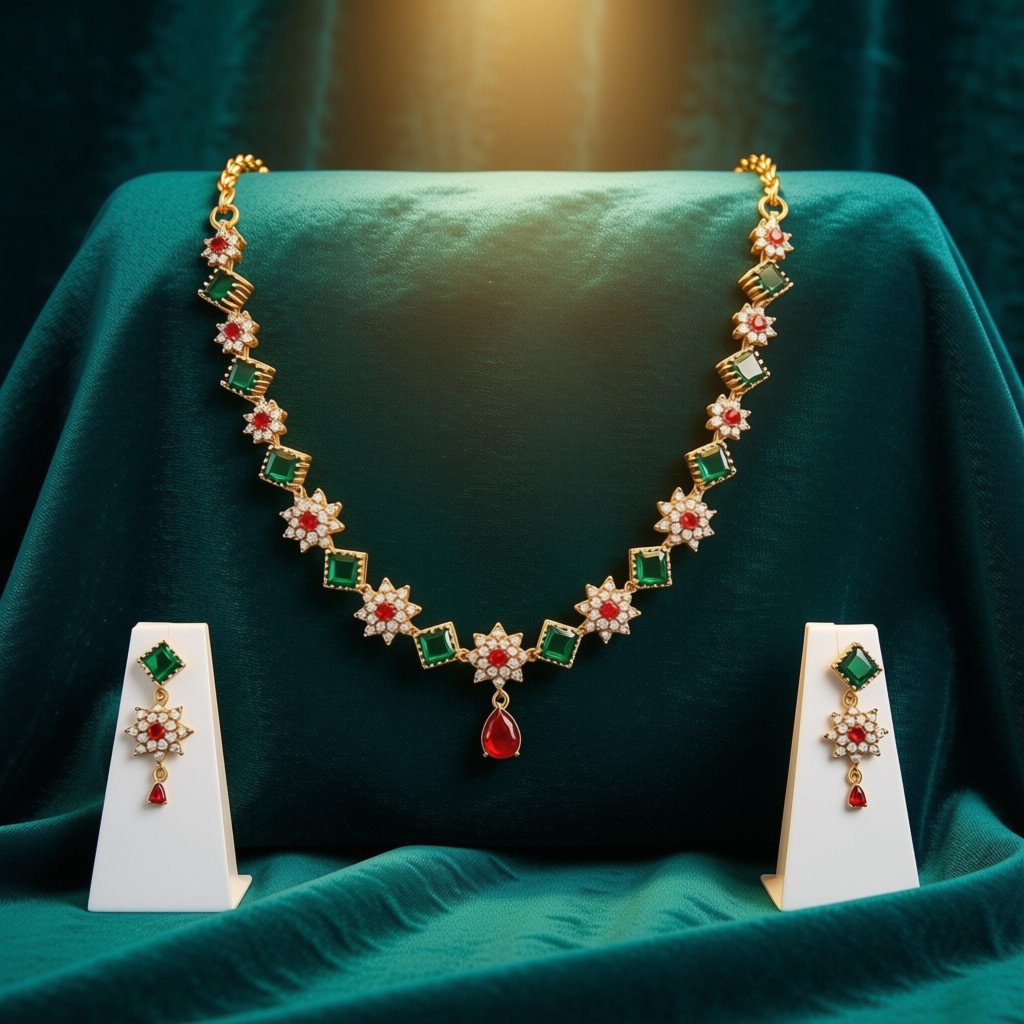 Emerald Blossom Necklace Set - view 3