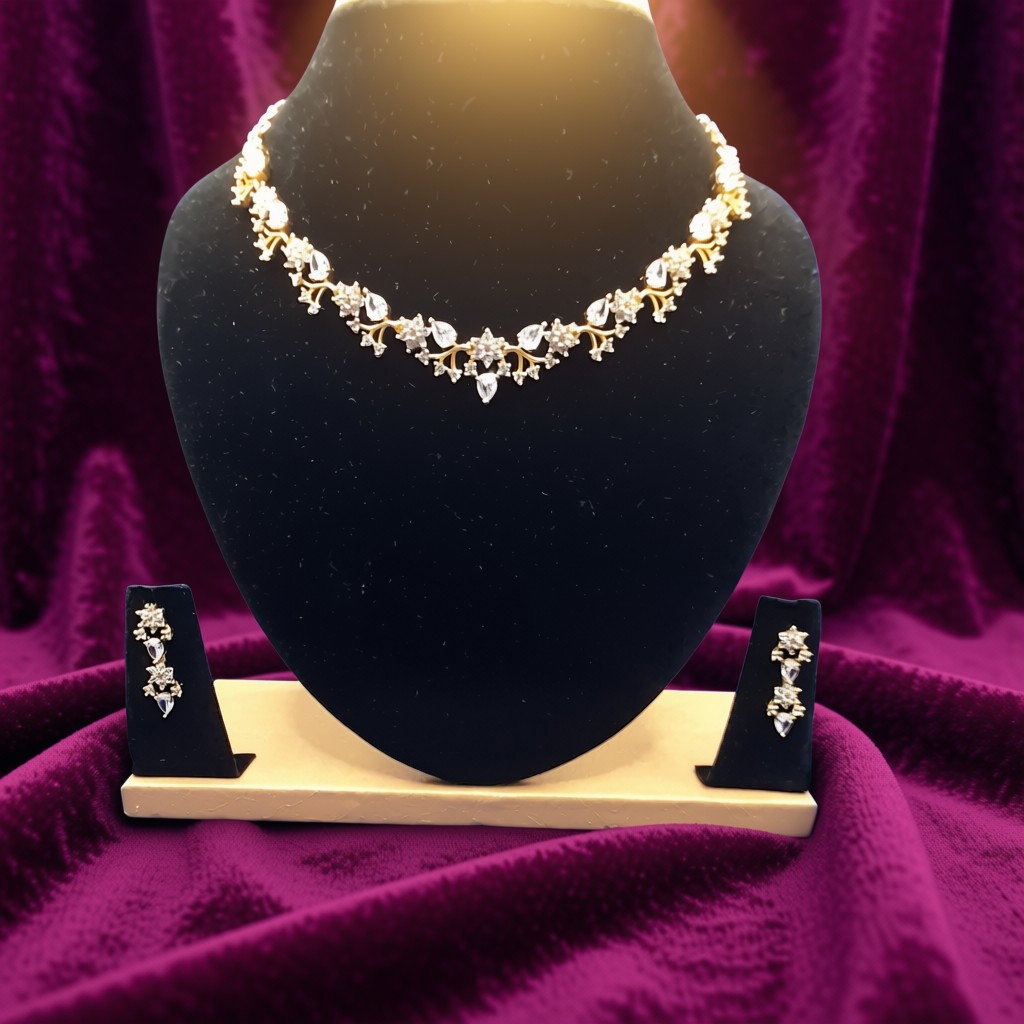 Elegant Crystal Leaf Necklace Set
