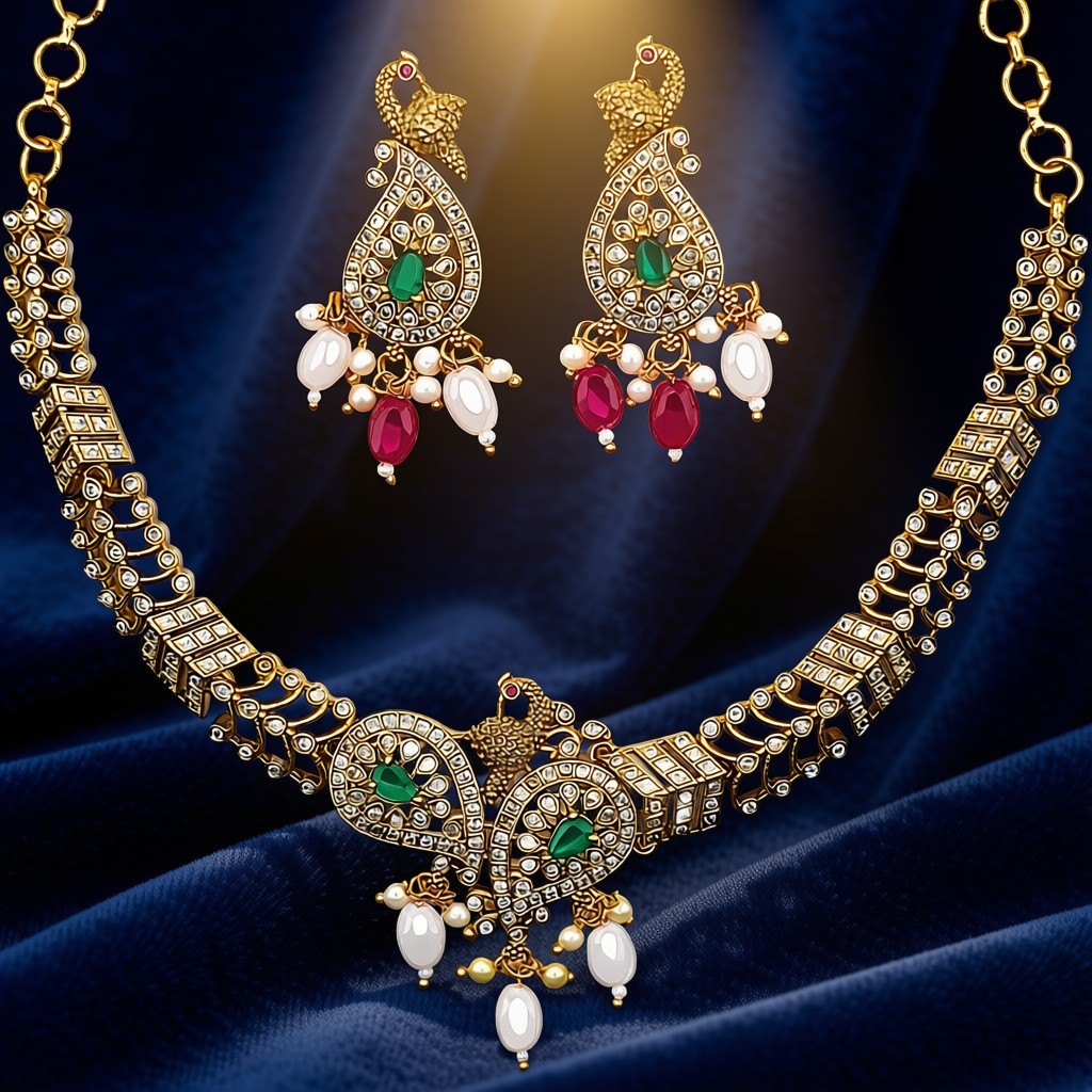 Stunning Peacock Choker Set  - view 4