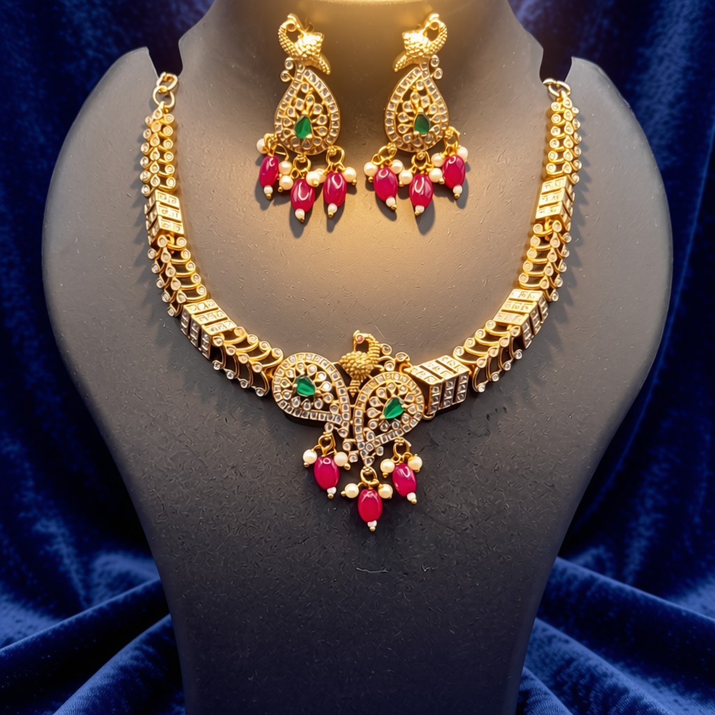 Stunning Peacock Choker Set  - view 5