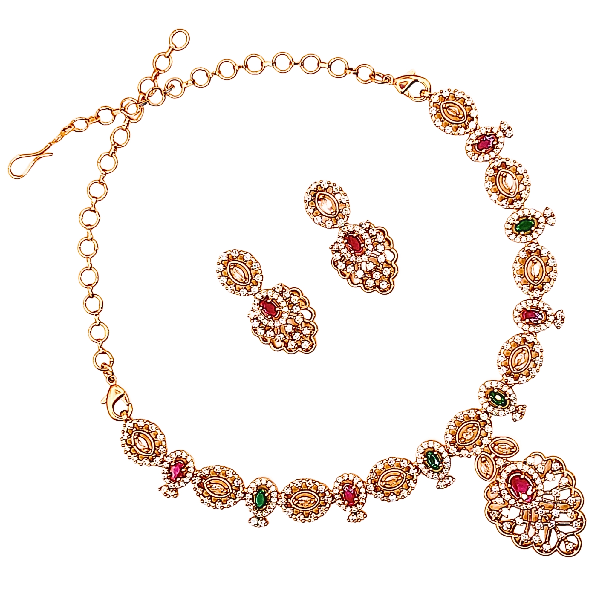 Traditional Ruby & Emerald Necklace Set  - view 5