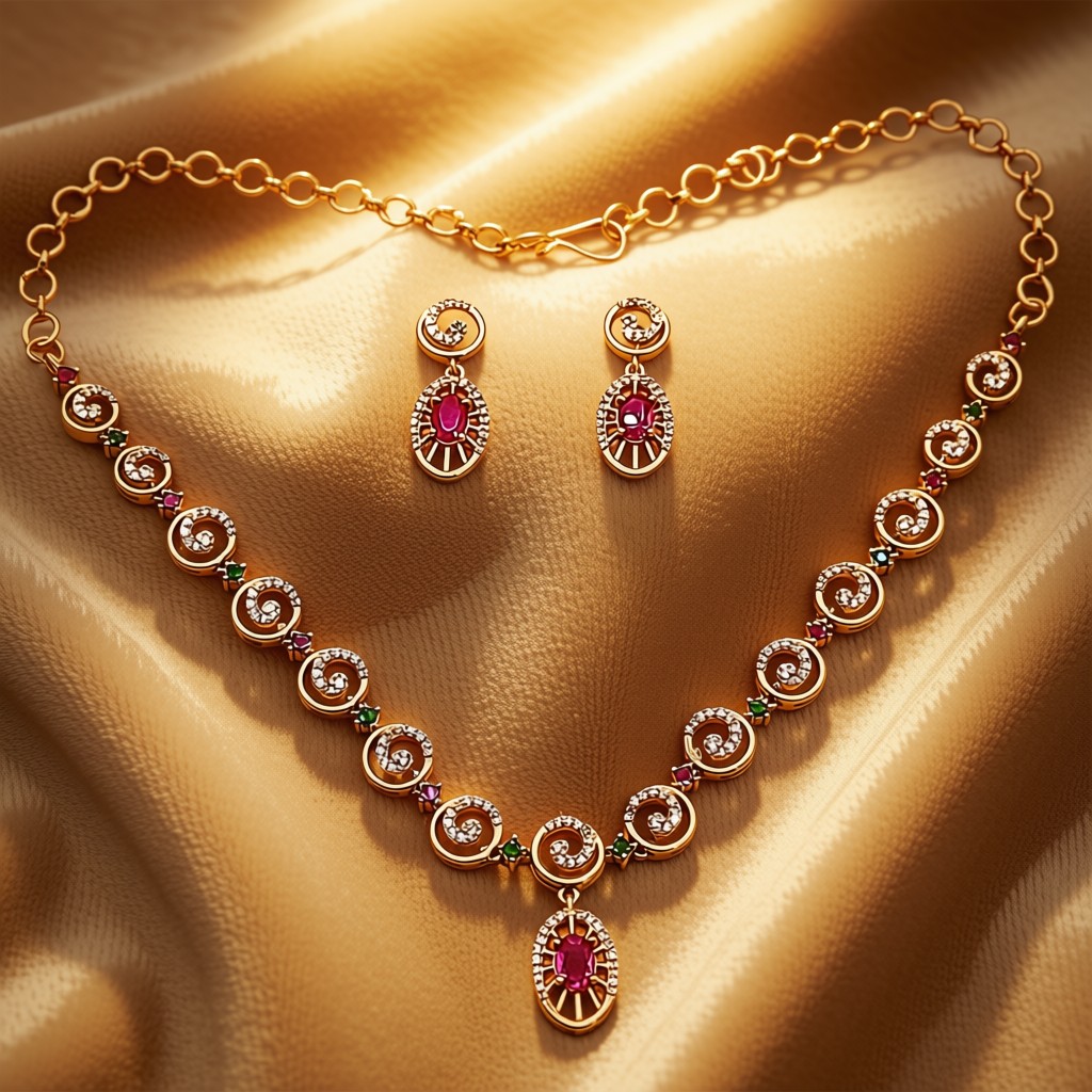 Premium Ruby Stone Necklace Set