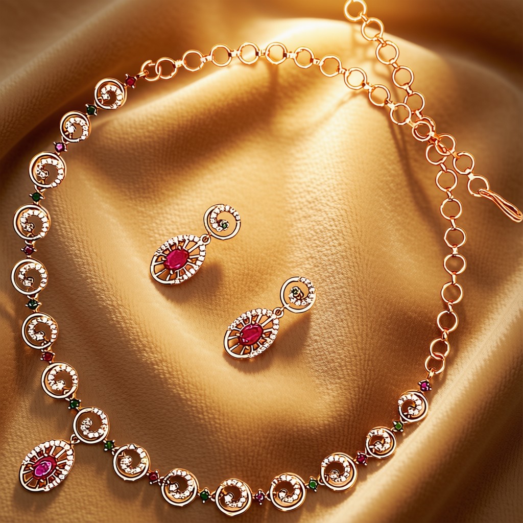 Premium Ruby Stone Necklace Set - view 3