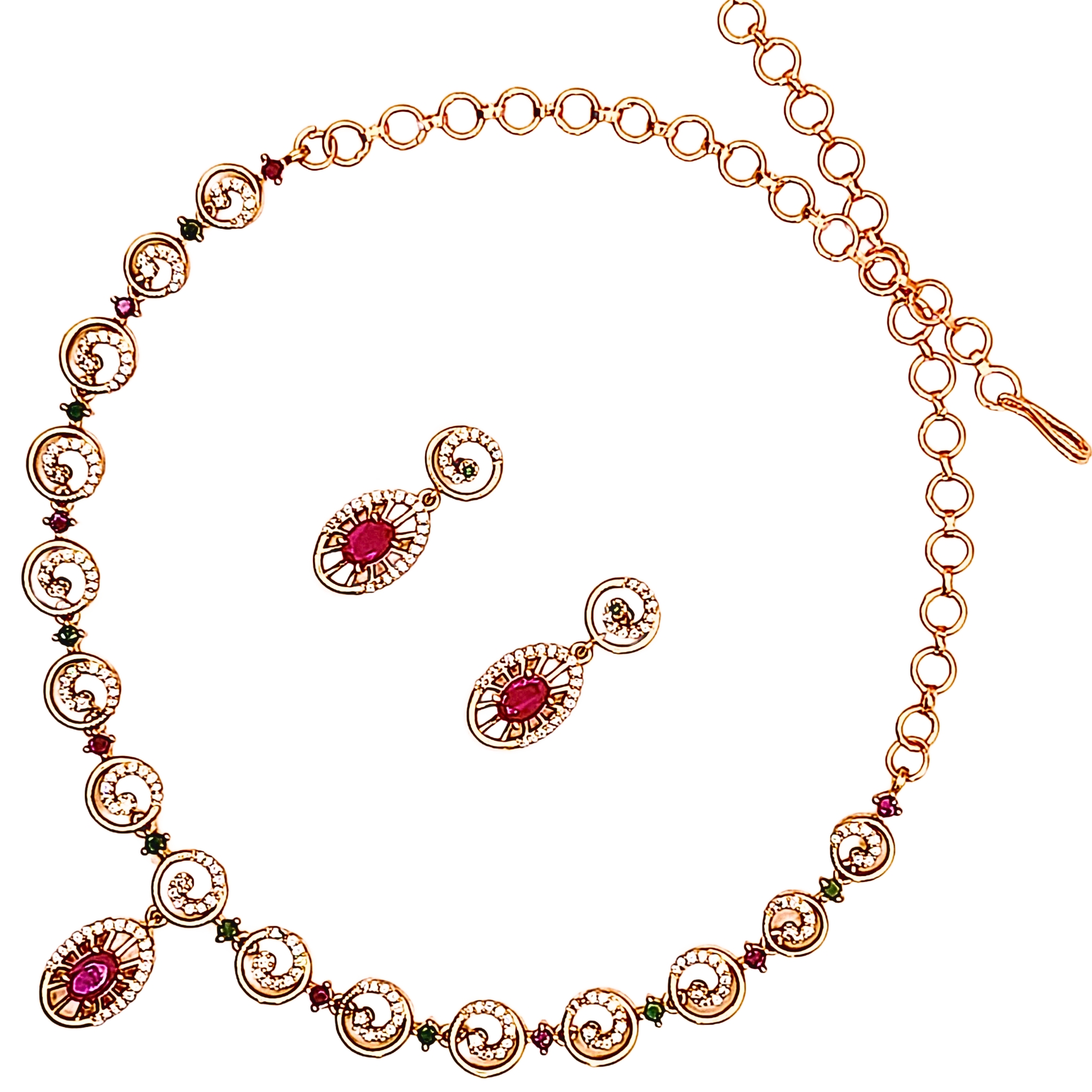 Premium Ruby Stone Necklace Set - view 4