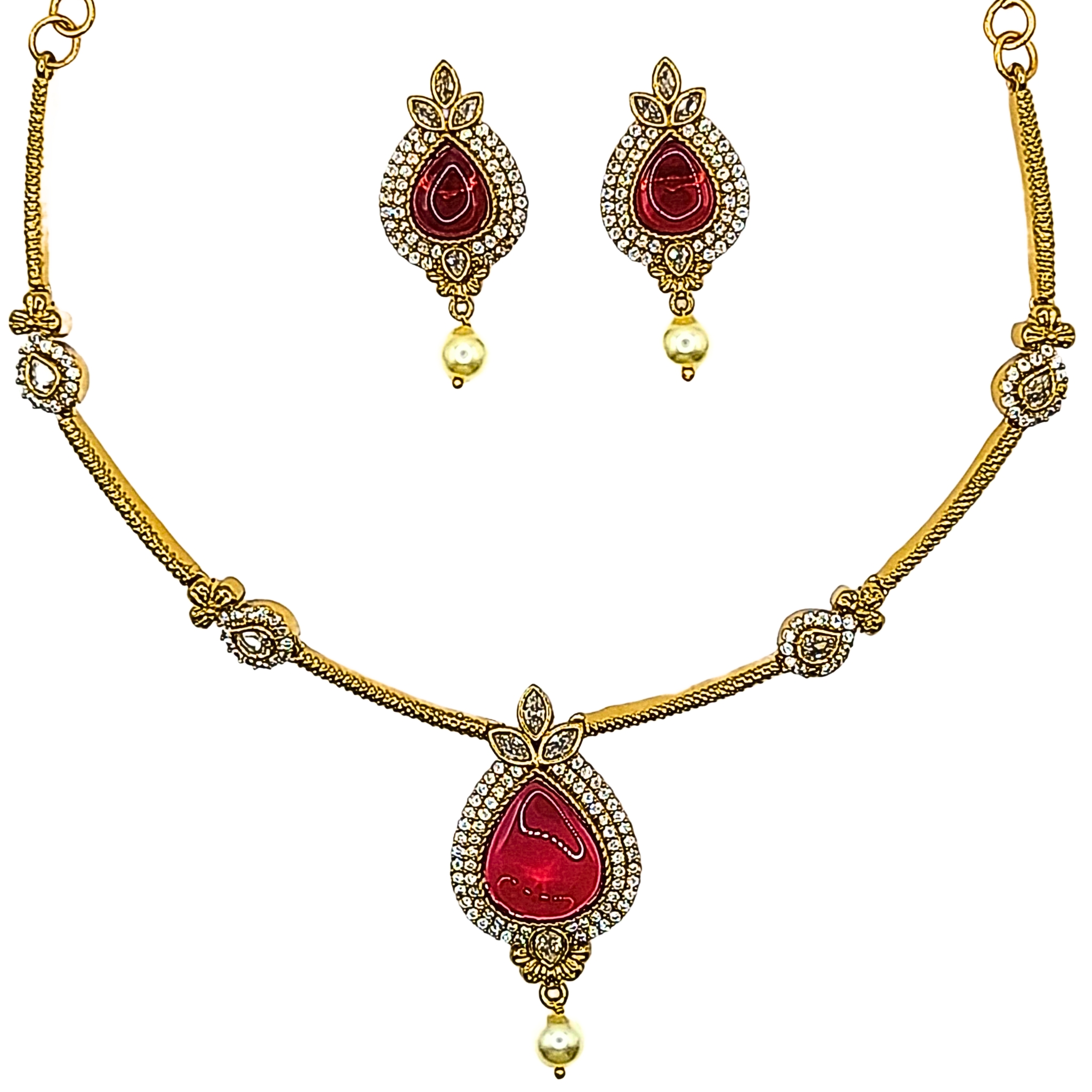  Royal Ruby Pearl Necklace Set  - view 6
