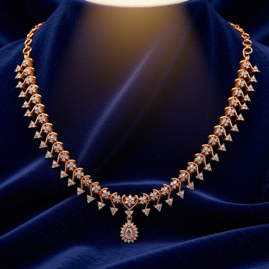 CZ Scalloped Diamond-Look Necklace Set - view 2