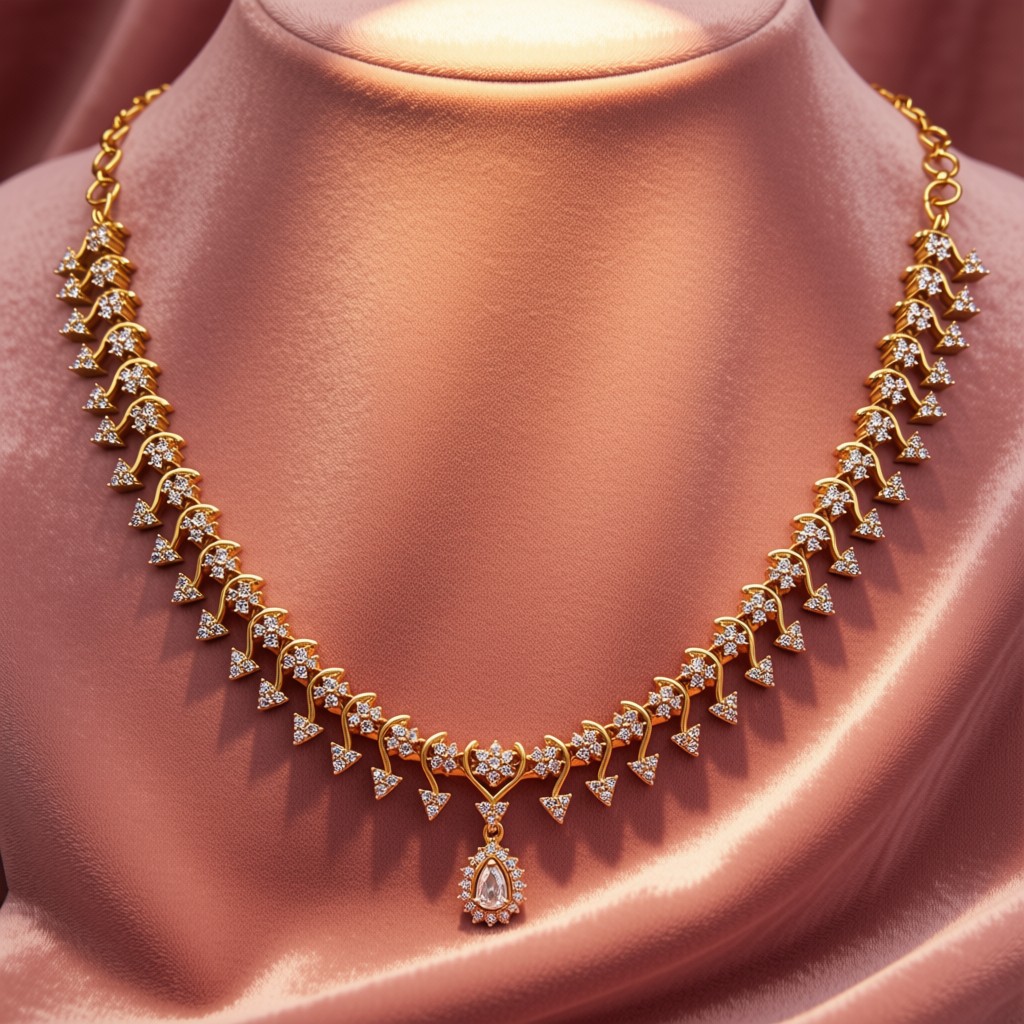 CZ Scalloped Diamond-Look Necklace Set - view 5