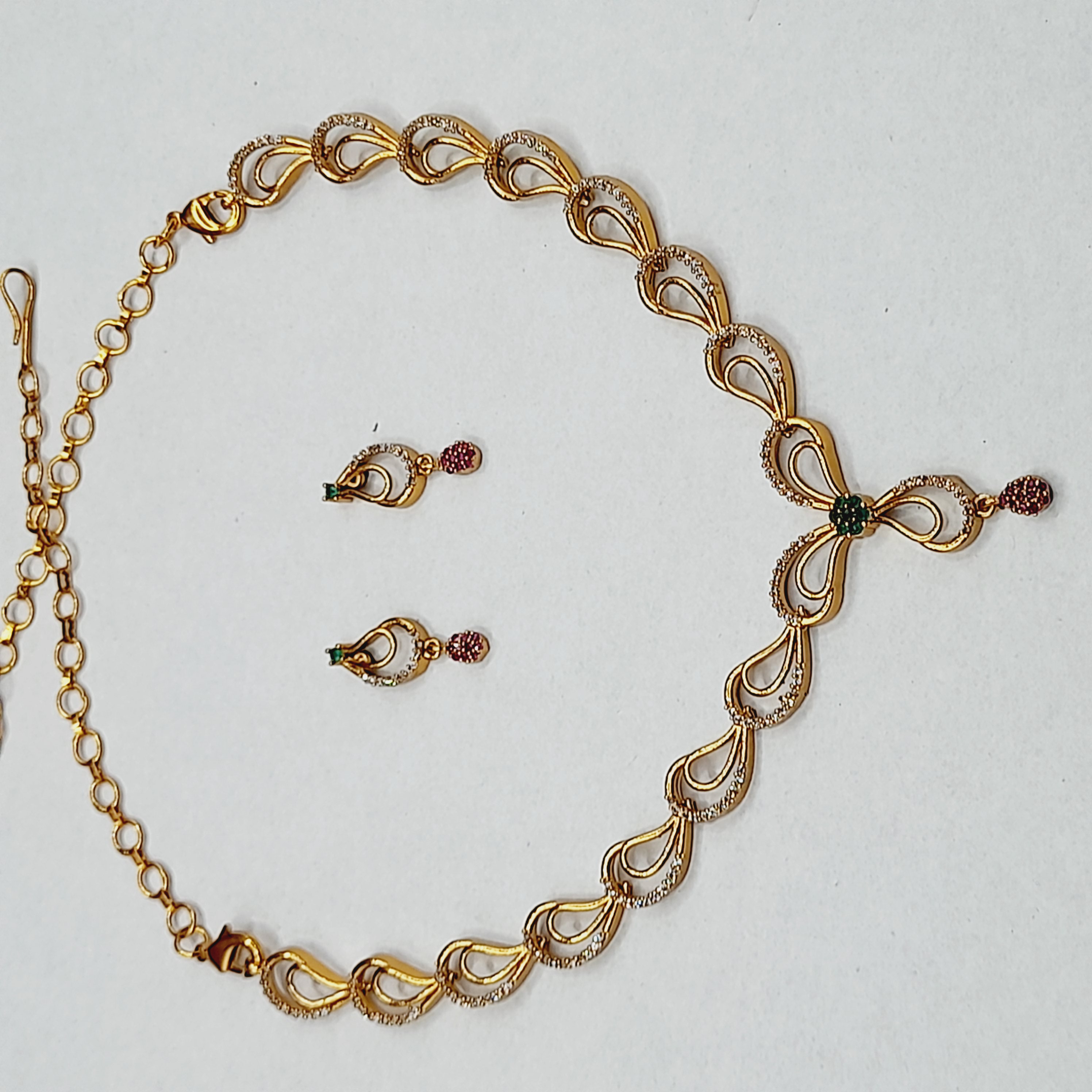 Paisley Loop Emerald & Ruby Necklace Set - view 5