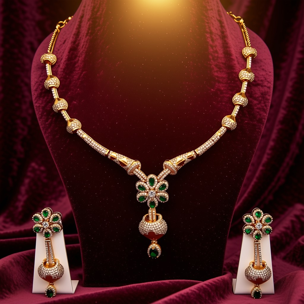 Royal Emerald Statement Necklace Set