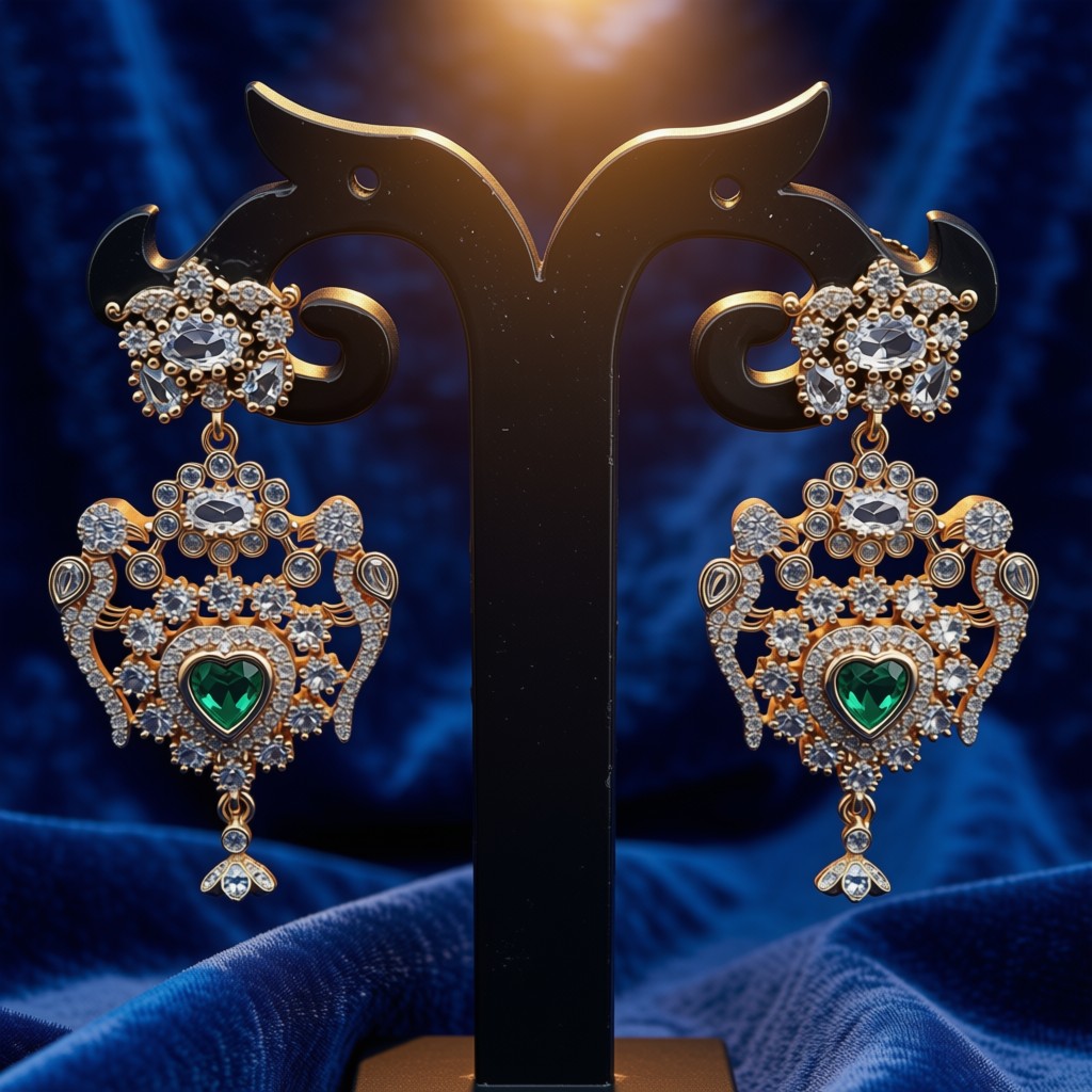 Elegant Emerald Droplet Necklace Set - view 2