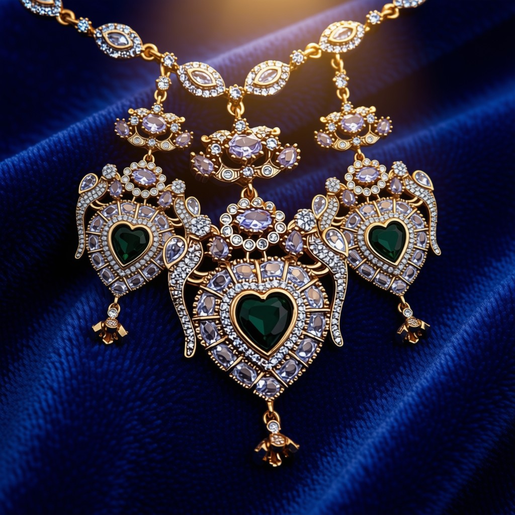 Elegant Emerald Droplet Necklace Set - view 3